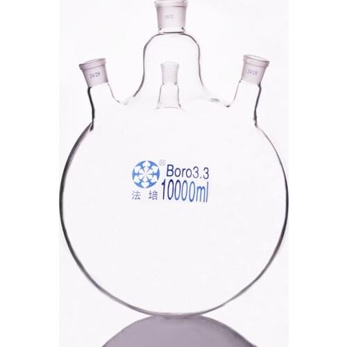 Four-necked flask oblique shape,with four necks standard grinding mouth 10000ml,Middle joint 29/32,lateral joint 24/29