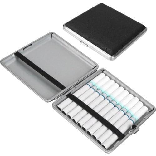Leather Cigars Cigarette Cases 1PCS Double-open For 20pcs Cigarettes Cigarette Tools Stainless Steel Tobacco Cigarette Box