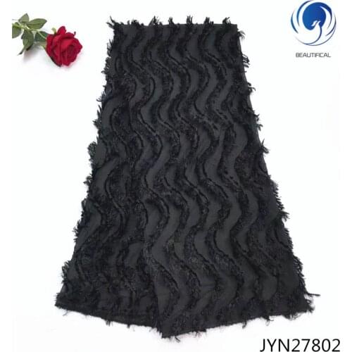BEAUTIFICAL black chiffon lace fabric french lace fabric african tulle lace fabric latest design 5yards for party dress JYN278