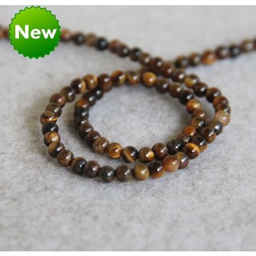 Min Order1) 4mm Fashion DIY Tiger Eyes Stone Beads Natural Yellow Tigereye Round Loose Beads 15inch Girl Jewelry Making Design