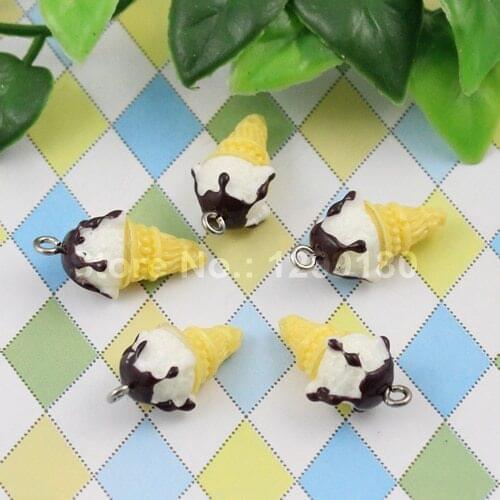 Fashion Cute Resin Ice Cream Cone Pendants Charm For DIY Earrings Necklace Keyrings Making Accessories Approx 21x12mm K00663