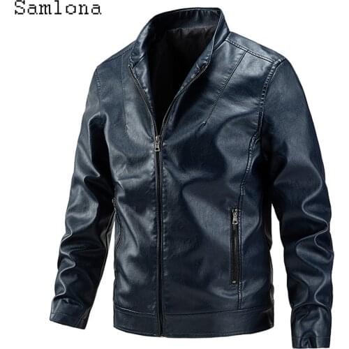 Plus Size Men Fashion Pu Leather Jackets Retro Outerwear 2021 European and American style Autumn Zipper Overcoat Mens Streetwear