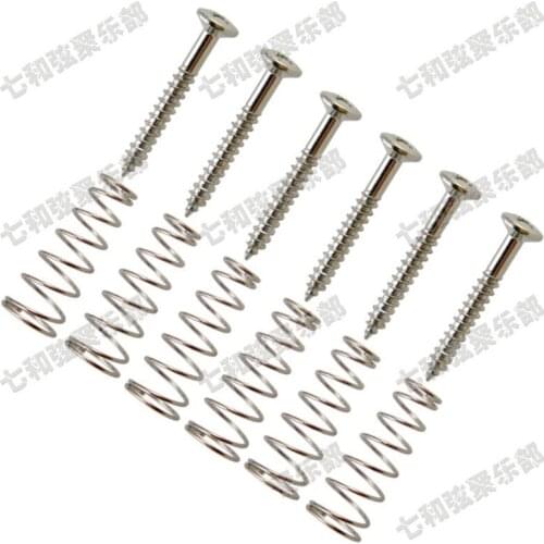 A set of 6 Pcs Silver Guitar Humbucker Single Coil Pickups mount Height Screws springs guitar accessories