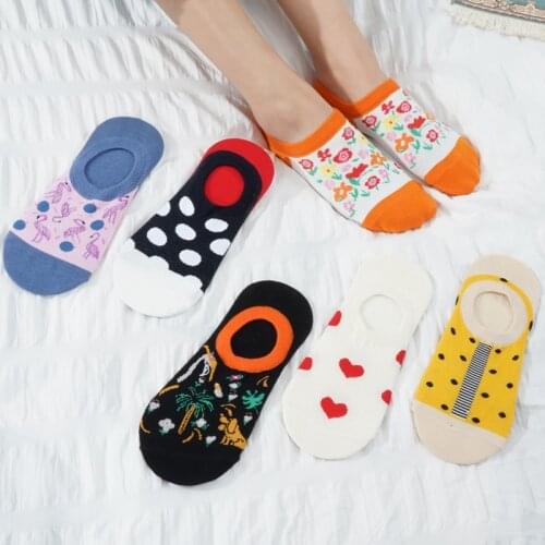 2021 Summer Women Cotton Socks Fashion Female Sport Short Colorful Dots Print Casual Cute School Girls Street Socks Kawaii Pink
