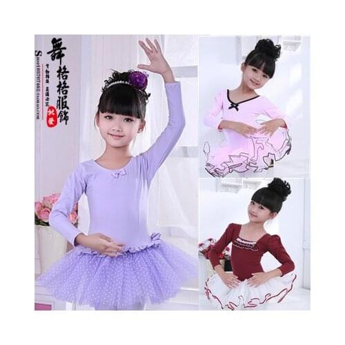 New Childrens Day Cotton Long-sleeve Dance Wear Party Dress Pretty Tutu dress Girls Ballet Dresses L,XL,XXL,XXXL,4XL,5XL