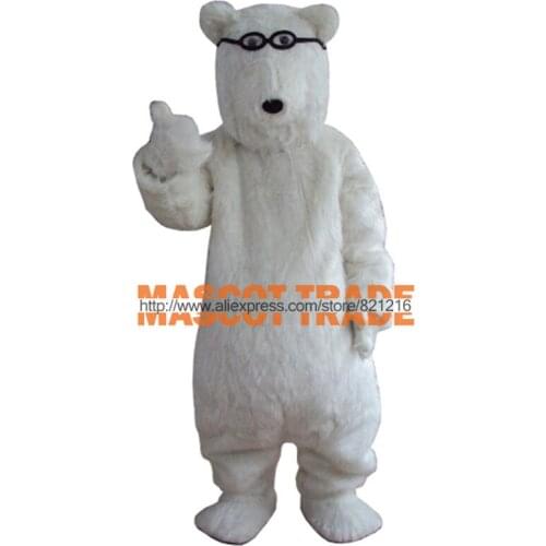 Glasses white Polar bears Cartoon Character Costume cosplay mascot Custom Products custom-made(s.m.l.xl.xxl) free shipping