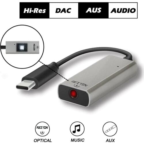 Reiyin DAC USB-C to Toslink Optical 3.5mm Headset 192kHz 24bit Audio Adapter PC Sound Card