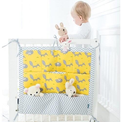 Baby Cot Bed Hanging Storage Bag Crib cot Organizer Storage Bag 60*50cm Toy Diaper Pocket for Crib Bedding Set flaming