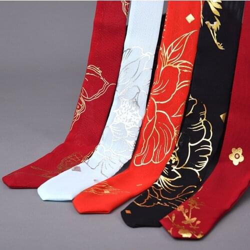 Chinese Style Headband Antique Hanfu Costume Headdress Printing Traditional Hair Band Headwear for Unisex Ribbon HairRope