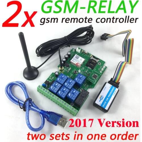 New 2017 version Two sets Quad Band Seven relay output GSM remote control board Support Dial SMS and DTMF to control