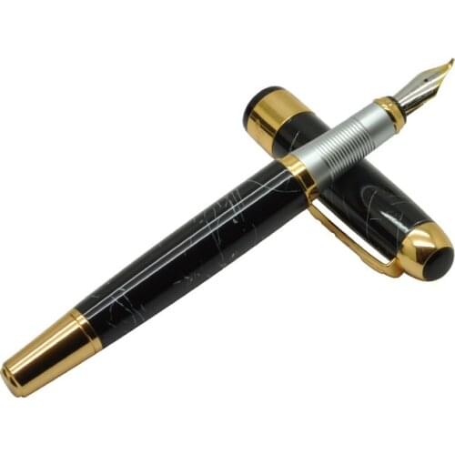 Hot Sale Jinhao 250 Black with White Line 1.0mm Curved Tip Calligraphy Pen Luxury Gold Clip Ink Fountain Pen Free Shipping