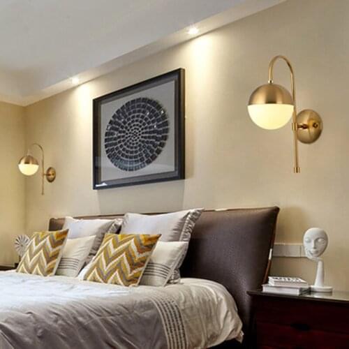 Nordic Loft Golden LED Wall Lamp Glass Ball Bathroom Mirror Light American Retro Study Bedside Wall Sconce Free Shipping