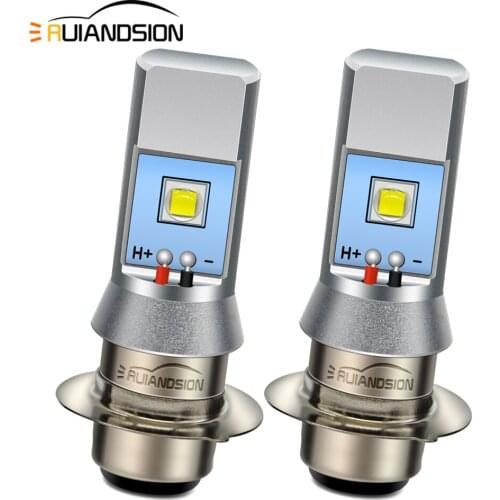 RUIANDSION Pair H6M P15D-25-1 Moped Headlight BA20d H6 Motorcycle Headlamp LED 1720Lm High Low Beam 20W XBD 6000K 6V-24V 12V