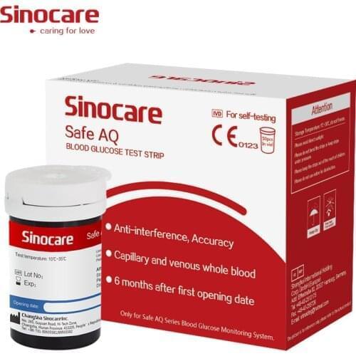 Diabetes Test Metro Sinocare Safe AQ Smart 50/100 Glucometer Test Strips For Diabetics(Without Lancets