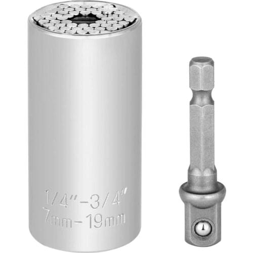 2pcs/lot 7-19mm Universal Torque Wrench Head Set Socket Sleeve Power Drill Ratchet Bushing Spanner Key Magic Multi Hand Tools