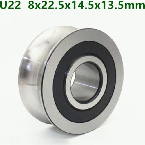 10pcs U22 U groove bearing pulley roller wheel steel ball bearings 8*22.5*14.5*13.5 mm Traces Walking Guide Rail bearing