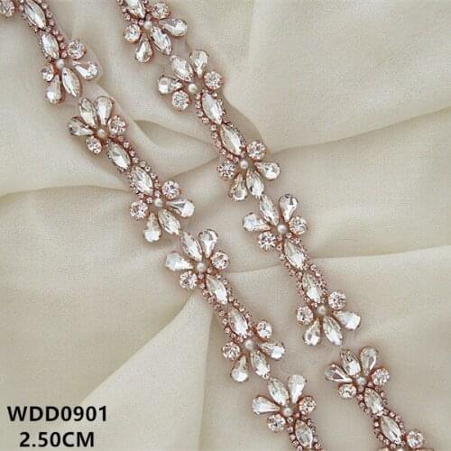 10 yards) Wholesale bridal hand beaded sewing silver crystal rhinestone applique trim for wedding dress WDD0901