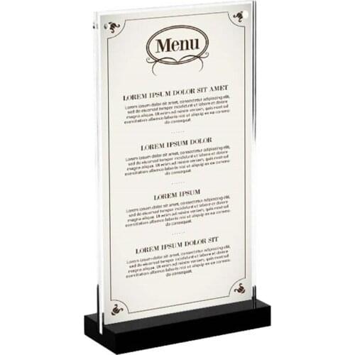 20*10cm Acrylic Magnetic Photo Frame Stand Table Display Stand Desk Sign Holder black base Label menu stand poster photo frame