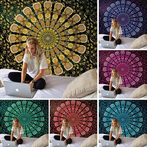 2021 Mandala Tapestry Hippie Bohemian Indian Wall Hanging Home Decoration Cloth Polyester Sofa Blanket Sheet Bed Cover Beach Mat