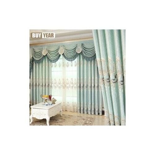 2021 New Curtains French Windows European Embroidered Curtain Cloth Bedroom Living Room Blackout Curtains Gray Beige Curtains
