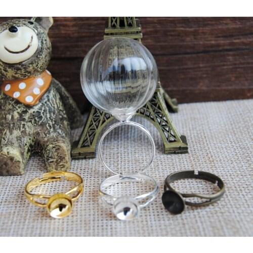 50sets/lot 25mm striped ball glass globe with ring findings set glass bottle vial pendant handmade jewelry supplies