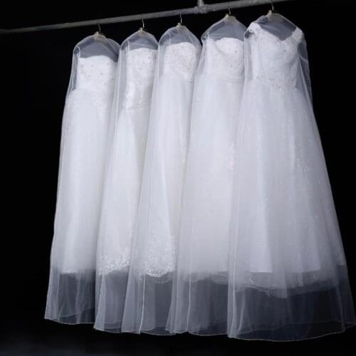 50pcs High Grade Transparent Wedding Dress Dust Cover Soft Tulle Garment Bags Bridal Gown Net Yarn Bag 160cm 180cm SN3926