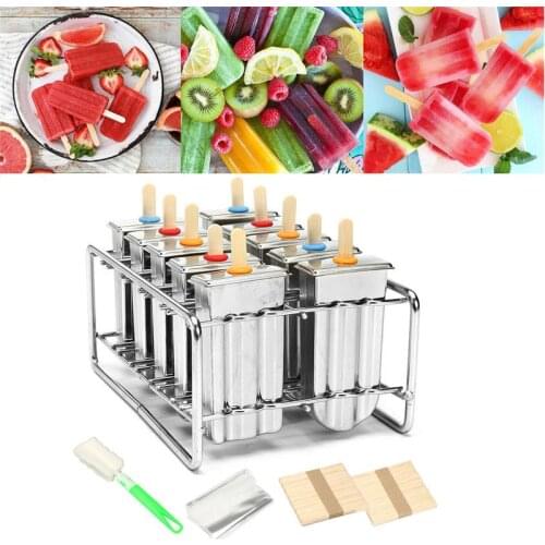 6/10pcs Frozen Stainless Steel Popsicle Molds Ice Cream Stick Holder Mold Silver Home DIY Ice Cream Moulds Flat Ice Pop Mould