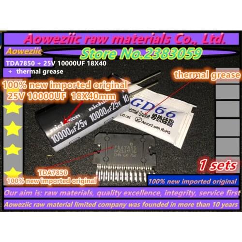 Aoweziic 2018+ 1sets 100% new imported original Car Amplifier TDA7850 ( 4X50W ) ZIP-25 + 25V 10000UF 18X40 + thermal grease