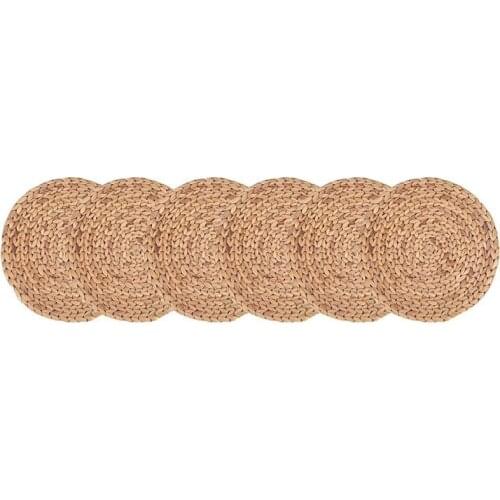 Big deal Woven Placemats for Dining Table , Water Hyacinth Weave Placemat Set Round Braided Rattan Tablemats Insulation Pads