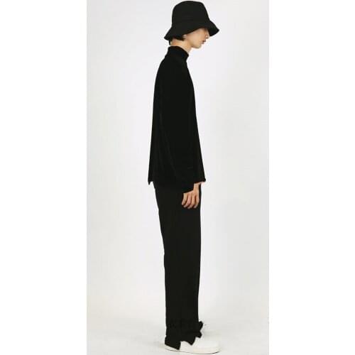 Mens casual pants loose pants slit autumn and winter thick youth fashion urban trend black new fashion man