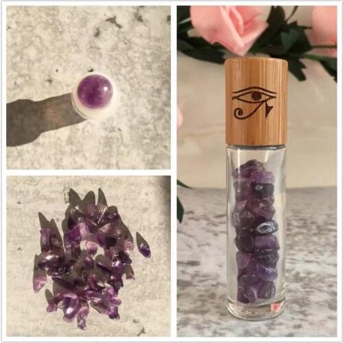 10 ML Natural Gemstone Crystal Glass Essential Oil Bottle Roller Facial Slimming Massage Essential Roller Bottle