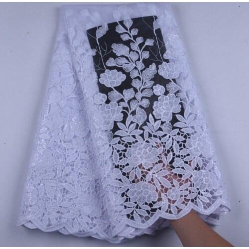 Pure White African Net Milk Silk Lace Sequins Embroiderd High Quality French Lace Fabric Nigerian Lace Fabric For Wedding A1625