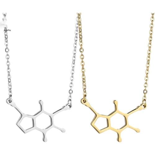 DCARZZ Dopamine Pendants Necklace Gold Trendy Jewelry Party Stainless Steel Medical Chemical Molecules Necklaces Woman Gift