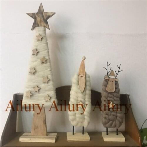Wooden Felt Christmas Tree (H45cm),Santa(H26CM),Elk(H24cm),indoor Shooting props,Window oranment, Xmas decor gift