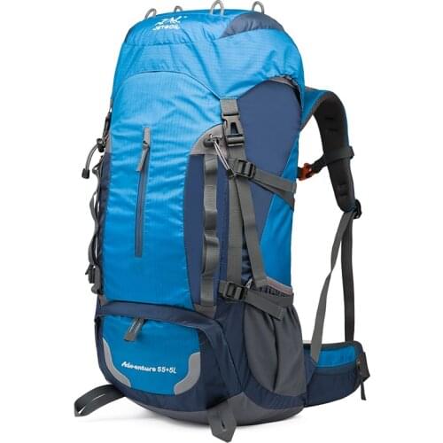 BOWTAC Travel Mountaineering Bag 60L Large Capacity Men Women Nylon Waterproof Belt Rain Cover Hiking Camping Outdoor Backpack