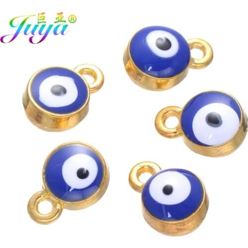 Juya 30pcs/lot Handmade Enamel Resin Pendant Evil Eye Charms Accessories For Women Men Turkish Bracelets Earrings Jewelry Making