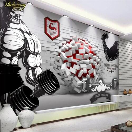 Beibehang Custom photo wallpaper wall murals wall stickers 3D broken wall into the gym gymnasium tooling background wall