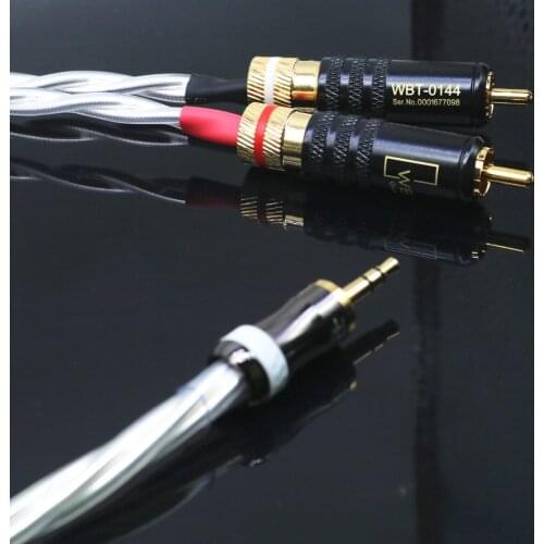 HIFI Nordost Silver Aux 3.5mm Headset Plug To 2RCA Jack Audio Signal Line Computer And Audio Connection Cable 2RCA Cables