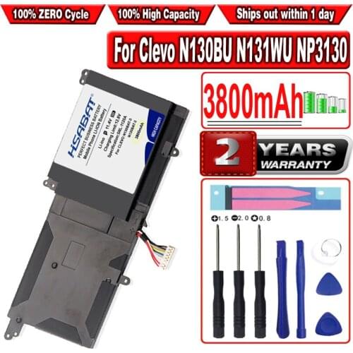HSABAT 3800mAh N130BAT-3 Battery for Clevo N130BU N131WU NP3130 6-87-N130S-3U9 6-87-N130S-3U9A N130WU N131BU N131WU Pro 13