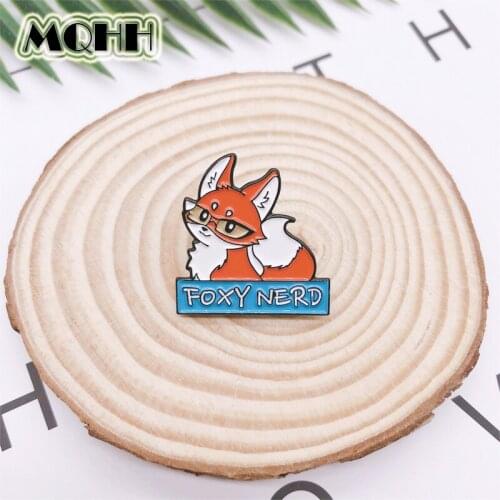 Cartoon cute sweet animal enamel brooch fox letter pin custom alloy badge clothes bag accessories jewellery gift for friends