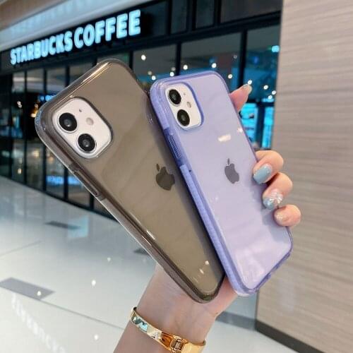 Candy Color Transparent Phone Case For iPhone 11 12 Pro Max X XR XS Max 7 8 Plus SE 2020 Mini Shockproof Bumper Soft Back Cover