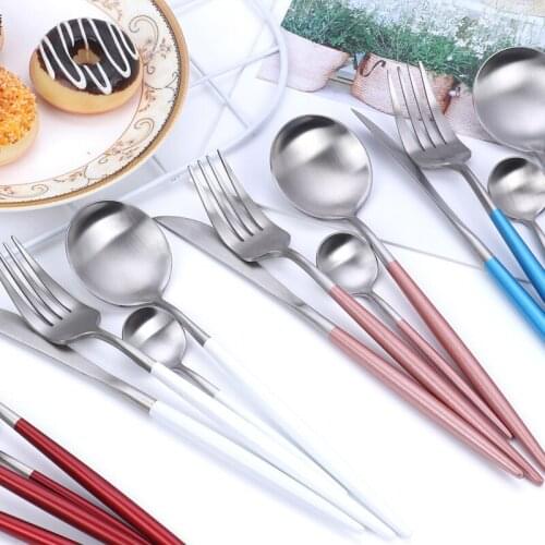 JOYLIVE Spoon Northern Portugal Fork And Knife Tableware Suit Stainless Steel Knife And Fork Contracted Cutlery Set 2021