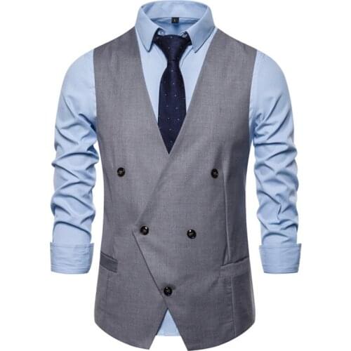 9722 New Fashion Clothing European and American-Style Solid Color V-neck Casual Mens Vest Men Leisure Suits