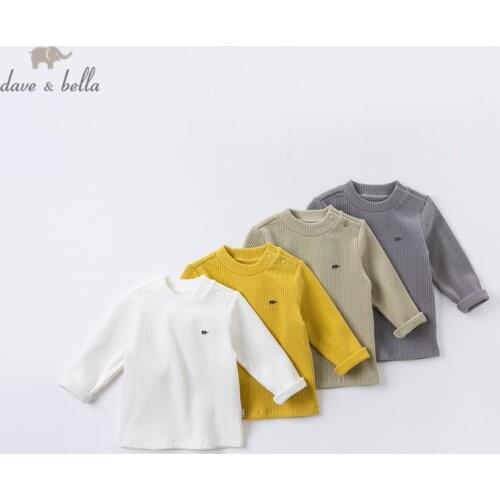 DB15907 dave bella autumn baby boys handsome solid T-shirt children tops boys fashion kids fashion tees