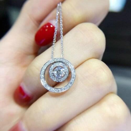 New S925 Silver Round Pendant Necklace for Ladies Detachable Zircon Pendant Sweater Two Wearing Clavicle Chain Banquet Necklace