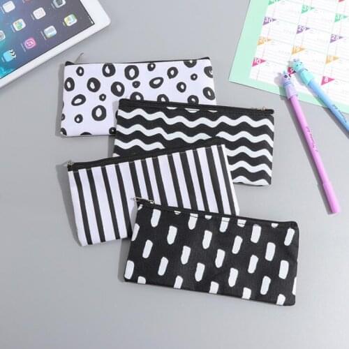 Stripe Pencil Bag Pocket School Cosmetic Make Up Pencil Pen Organizer Bag Case Pouch Office School Supplies LX1148