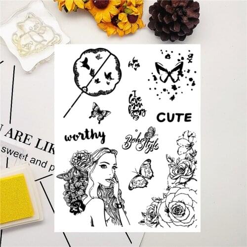 14*18CM Butterfly Transparent Clear Stamps / Silicone Seals Roller Stamp For DIY Scrapbooking Photo Album/Card Making