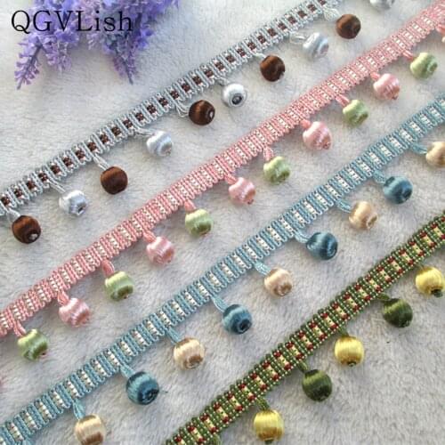 QGVLish 1M Wood Bead Curtain Lace Trims Belts DIY Sew Sofa Tablecloth Stage Edge Home Decor Curtain Accessories Taasel Fringe