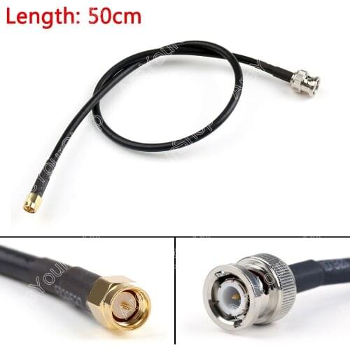 Areyourshop Sale 50cm RG58 Cable BNC Male Plug To SMA Male Straight Crimp Coax Pigtail 20in RF Cabl