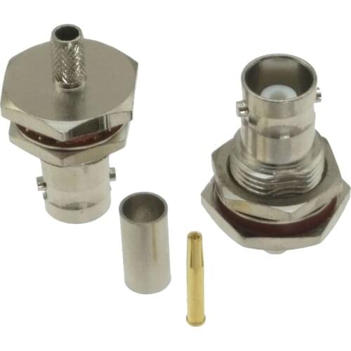 Connector BNC female JACK bulkhead crimp RG58 RG142 LMR195 RG400 cable